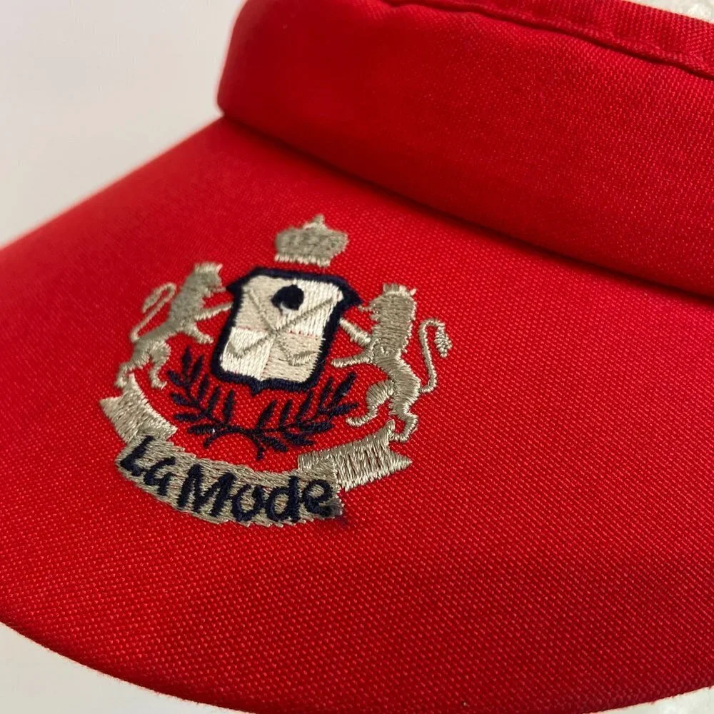 La Mode Visor Hat Sun Cap Red Embroidered lions